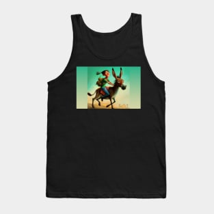 Girl Riding a Donkey Greeting Card Tank Top